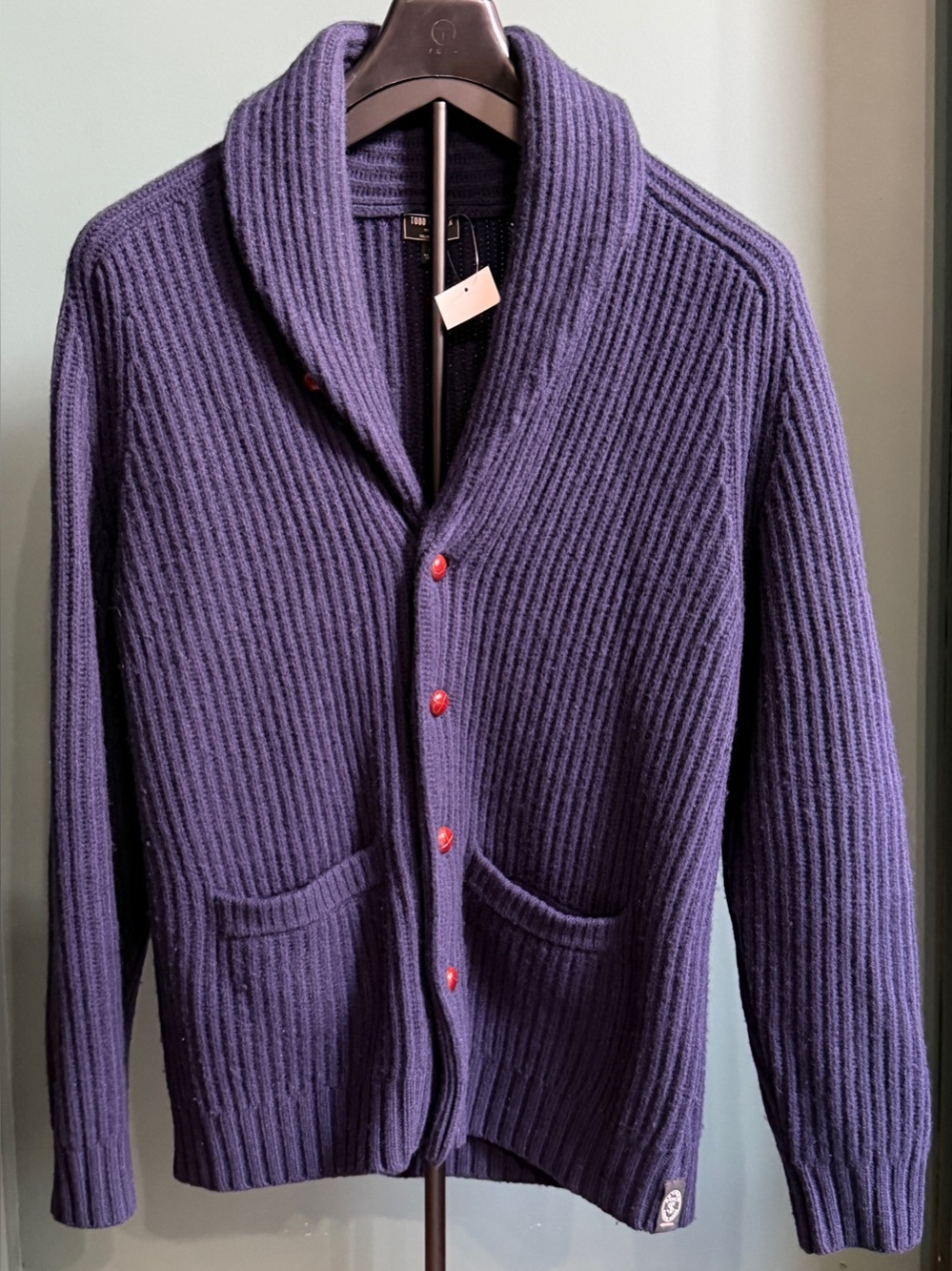TODD SNYDER CARDIGAN SWEATER KNIT M BLUE 100% WOOL  $398